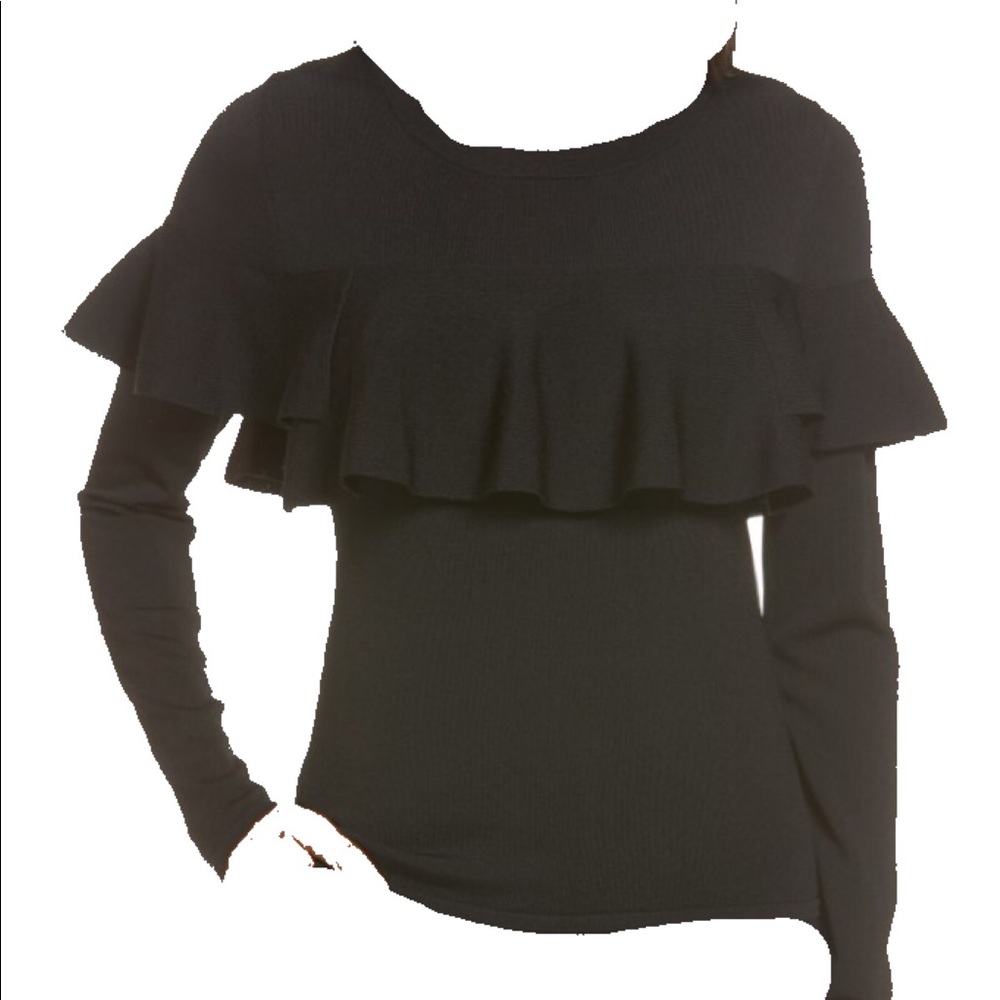 Black long sleeve sweater with ruffle